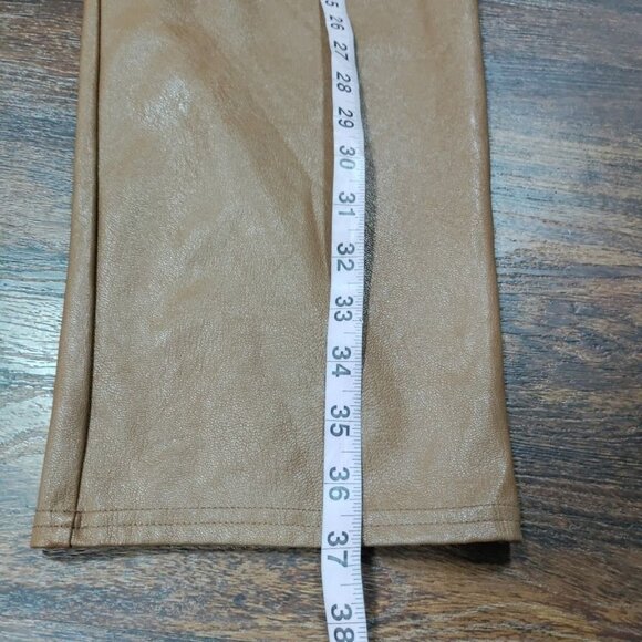 Commando Faux Leather Tie Belt Paperbag High Waisted Pant, Tan Women's Size M - Picture 6 of 7